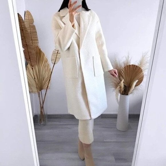 . Jackets & Blazers - Apricot Elegant Womens Lapel Neck Drop Shoulder Dual Pocket Overcoat